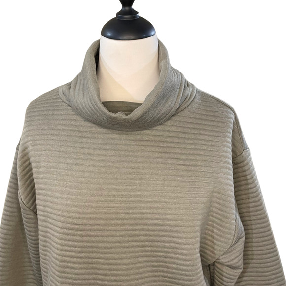 ZARA Size S Dress NEW Mock Turtleneck Ribbed Olive Green Soft Tunic Minamalist - Picture 2 of 15